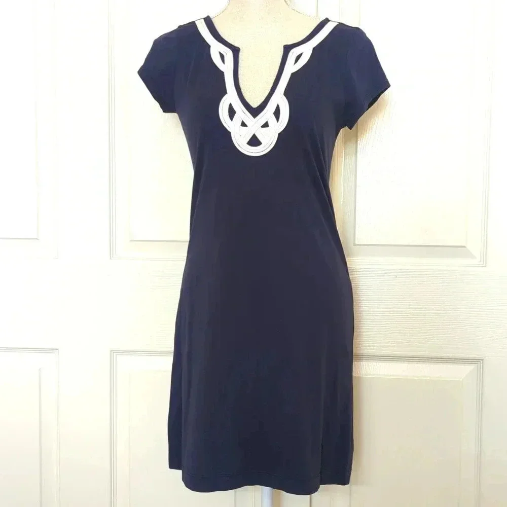 Lilly Pulitzer Brewster Blue White T Shirt Dress - Picture 2 of 6
